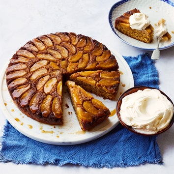 Muscovado, almond & apple upside-down cake